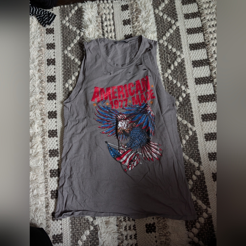 American Made Eagle Graphic Muscle Tee - Gray